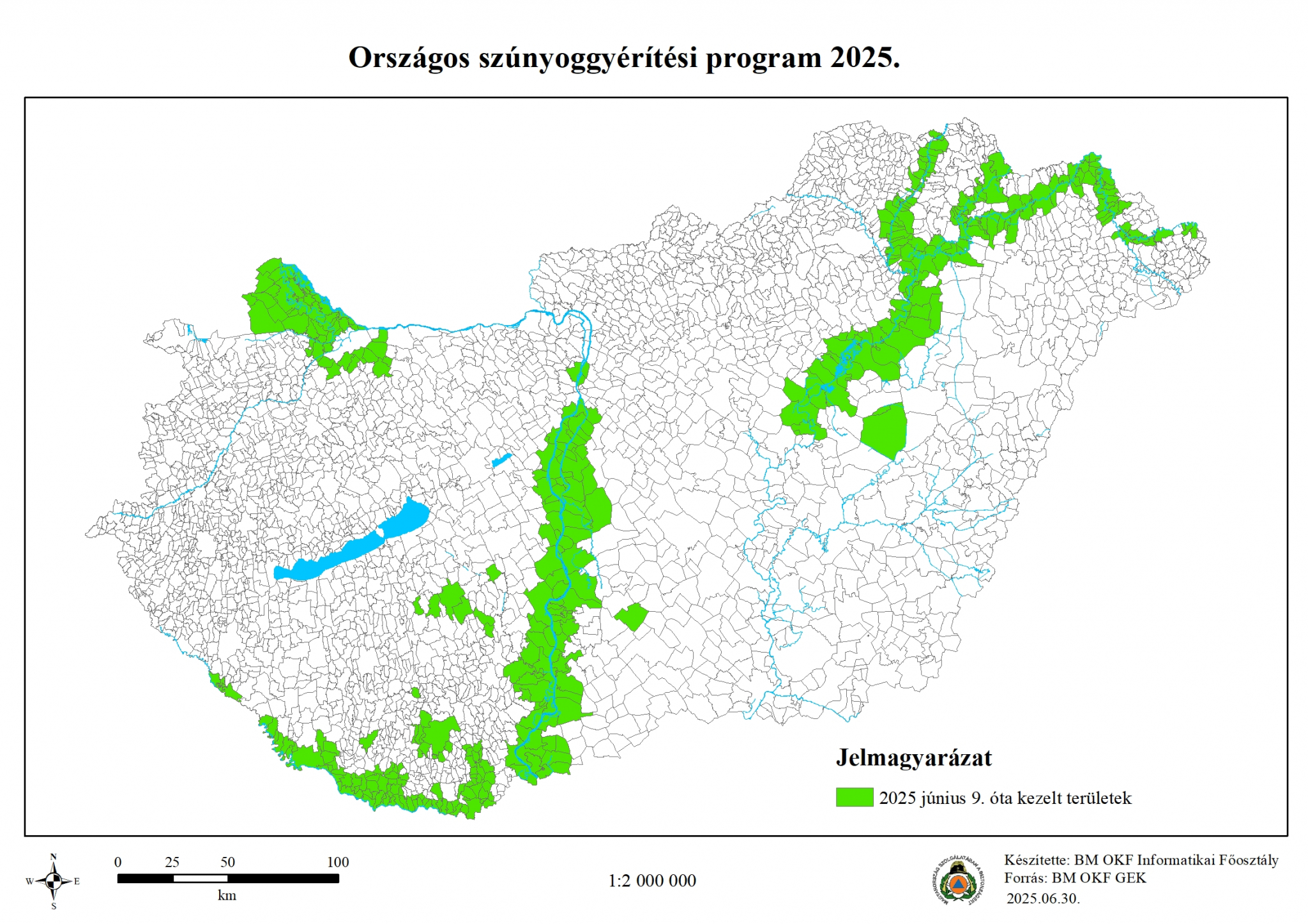 Végrehajtott szúnyoggyérítés 2025 26. hét