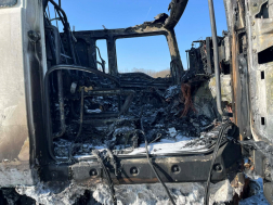 Kamion égett Egyházasrádócnál