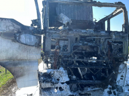 Kamion égett Egyházasrádócnál